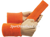 orange sweat headband and wristband set for sports