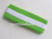 Bright Lime green White Bright Lime Green Striped Sport Headband