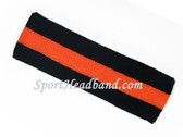 Black Dark Orange Black striped sport terry headband