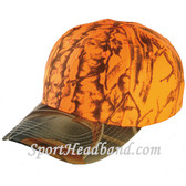 Neon Orange Deer Hunting Camouflage Cap with Mossgreen Camo Peak