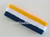 Navy Blue White Yellow Striped Sports Headband