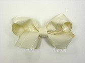 Ivory with White Stitch Hair Bow with Clip