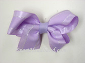 Soft Lilac with White Stitch Hair Bow with Clip