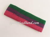 Green Purple Hot Pink Striped Sport Headband