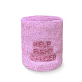 Light pink with HELP FIGHT CANCER text sport wristband for swea