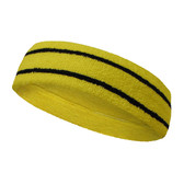 Bright yellow basketball headband pro with 2 black stripes