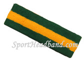 Dark Green Gold Yellow Dark green stripe terry sport headband