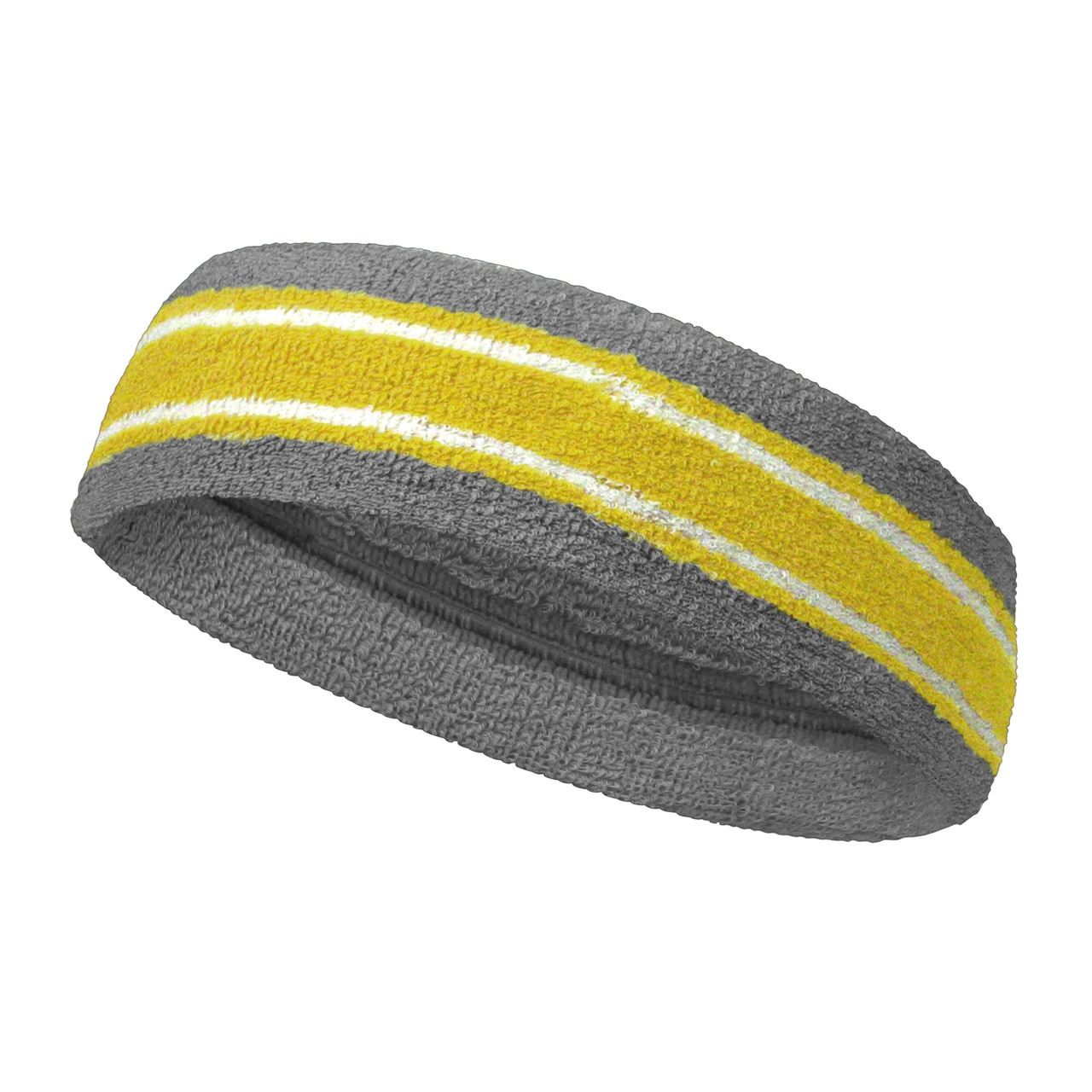 Silver Gray Gold Yellow with white lines basketball headband pro