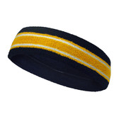 Navy, Gold Yellow with 2 white lines basketball headband pro
