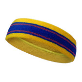 Yellow, Blue with 2 Purple lines basketball headband pro