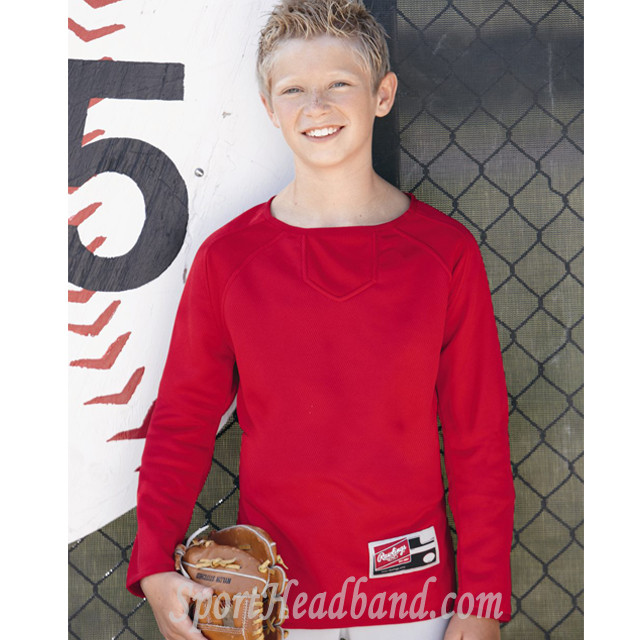 Youth Active Sports Long Sleeve Flatback Mesh Fleece Pullover Rawlings