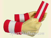 Red White Red sports sweat headband wristbands Set