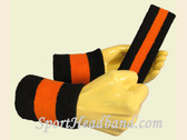 Black Orange Black sports sweat headband wristbands Set