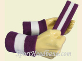 Purple White Purple sports sweat headband wristbands Set