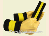 Black Bright Yellow Black sports sweat headband wristbands Set