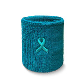Teal with Embroidered Ribbon Symbol Sport Wristband