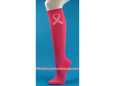 Bright Pink Ribbon Cancer awareness Knee High Socks