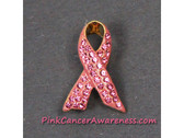 Pink Ribbon Awareness Brooch with Crystals