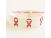 Ribbon Logo Symbol Rubber Band Bracelet for Awareness, White 1PC