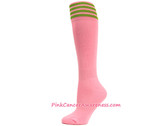Light Pink with Lime Green awareness Youth Football Sports Socks