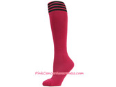 HotPink Black Stripe Cancer awareness Youth Football Sports Sock