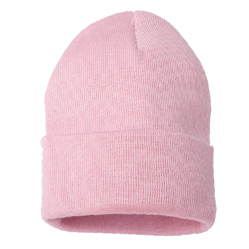 Light Pink Fold Knit Beanie - SportHeadband.com