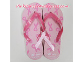 Light Pink With Bright Pink Ribbon Flip Flops