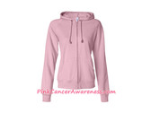 Light Pink Ladies' Raglan Full-Zip Hooded Sweatshirt