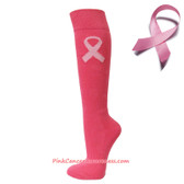 Ribbon Bright Pink Cancer awareness Sports Knee High Socks