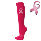Ribbon Hot Pink Cancer awareness Sports Knee High Socks