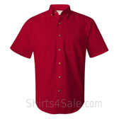 Red Short Sleeve Stain Resistant Dress Shirt for Men