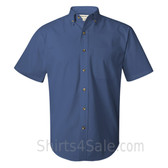 Pacific Blue Short Sleeve Stain Resistant Dress Shirt for Men