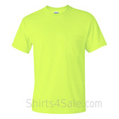 Neon Green Cotton mens t shirt with a Pocket