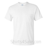 White Cotton mens t shirt with a Pocket
