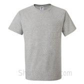 Gray Heavyweight durable fabric men's tshirt with a Pocket