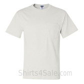 White Heavyweight durable fabric men's tshirt with a Pocket