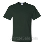 Dark Green Heavyweight durable fabric men's tshirt with a Pocket