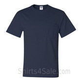 Navy Heavyweight durable fabric men's tshirt with a Pocket