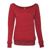 Bella Women's Triblend Sponge Fleece Slouchy Wideneck Sweatshirt(Red Marble)