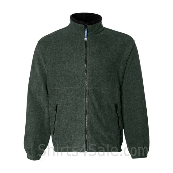 Dark Green Fleece Jacket with Zipper Pockets - SportHeadband.com