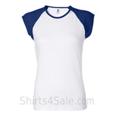 Blue Cap Sleeve White Women's 2Color Tee Shirt
