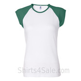 Green Cap Sleeve White Women's 2Color Tee Shirt