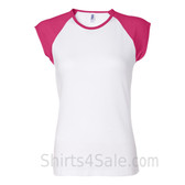 Hot Pink Cap Sleeve White Women's 2Color Tee Shirt