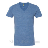 Blue V-Neck Unisex Eco(Organic Cotton, Recycled Polyester) Tee
