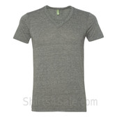 Gray V-Neck Unisex Eco(Organic Cotton, Recycled Polyester) Tee