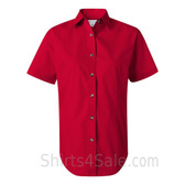 Red Women's Stain Resistant Short Sleeve Shirt