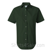 Dark Green Women's Stain Resistant Short Sleeve Shirt