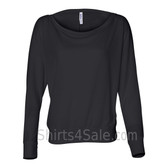 Bella 8850 Ladies' Flowy Off-Shoulder Long-Sleeve Dolman Top Shirt(Black)