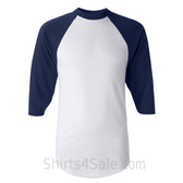 Augusta Sportswear White / Navy Adult's Three-Quarter Baseball Jersey