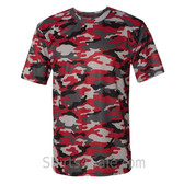 Badger Sport Adult Unisex Short Sleeve Camo Tee Shirt - Red